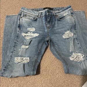Distressed Blue Jeans